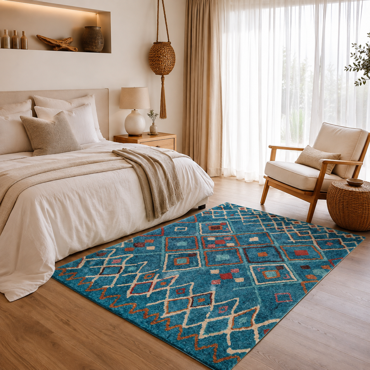 Tapis Berbère Bleu Multicolore - Massa