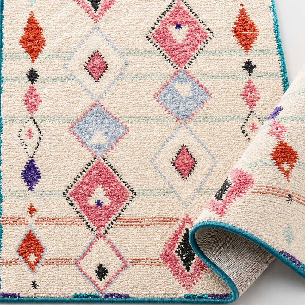 Tapis Berbère Crème Multicolore - Akka