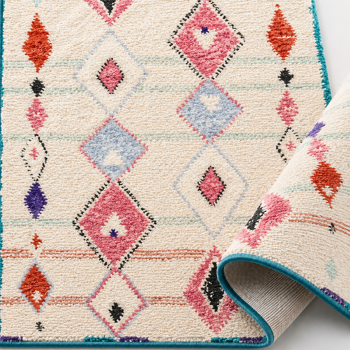 Tapis Berbère Crème Multicolore - Akka