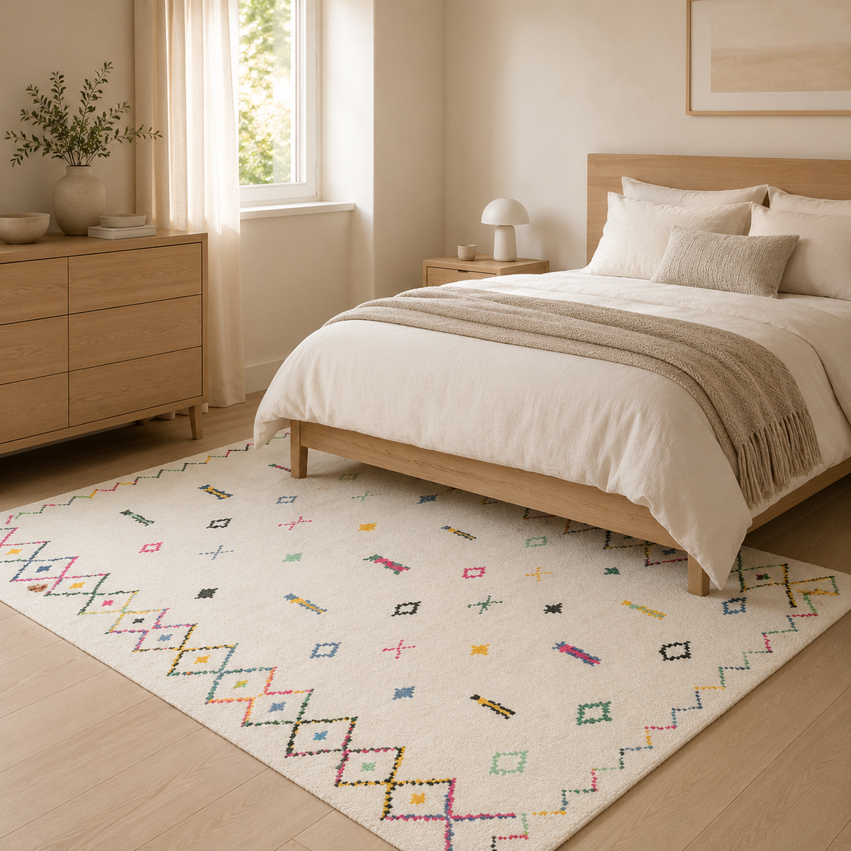 Tapis Berbère Crème Multicolore - Noura