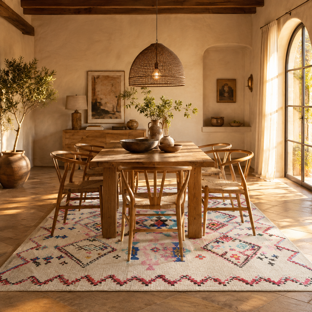 Tapis Berbère Crème Multicolore - Todra