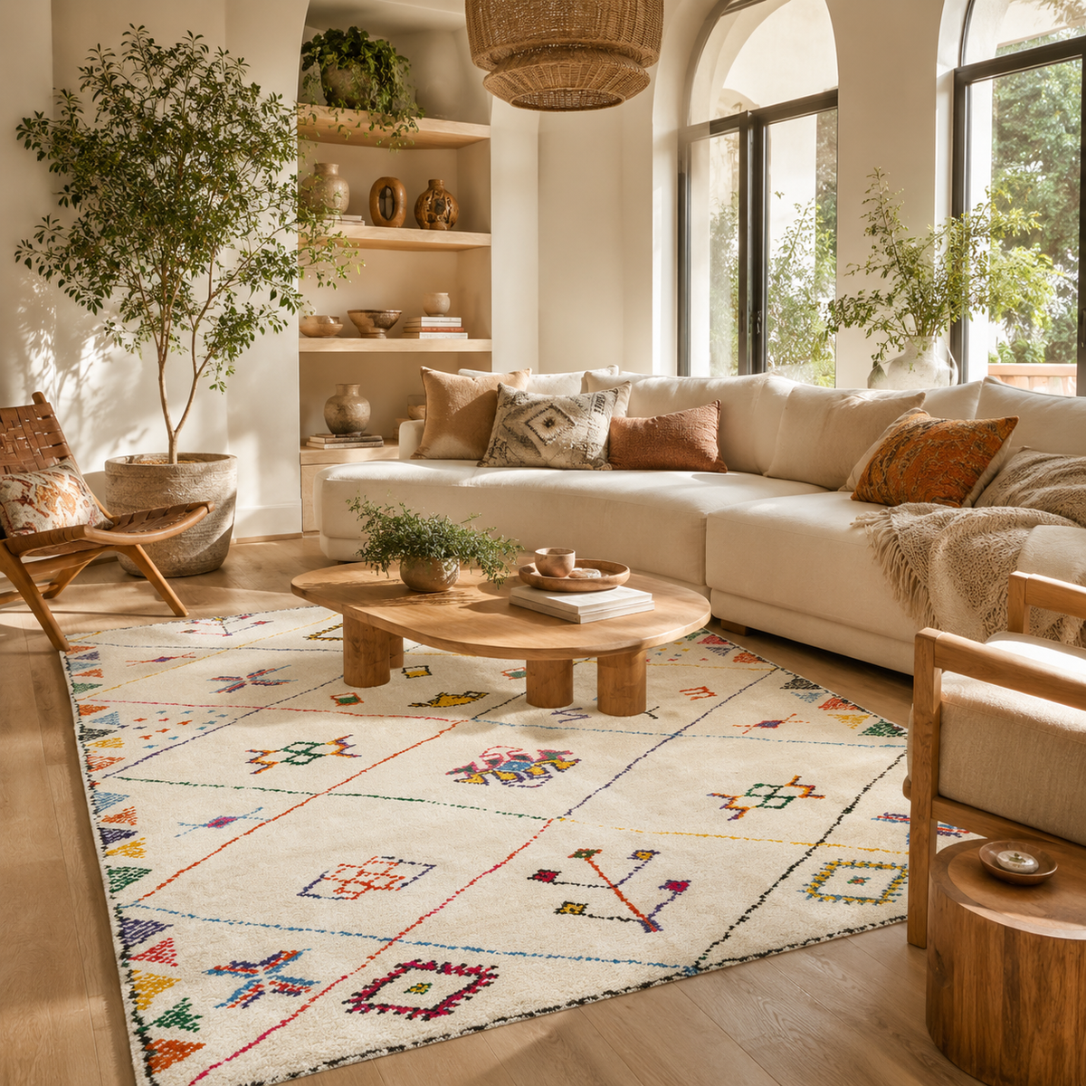 Tapis Berbère Crème Multicolore - Ysia
