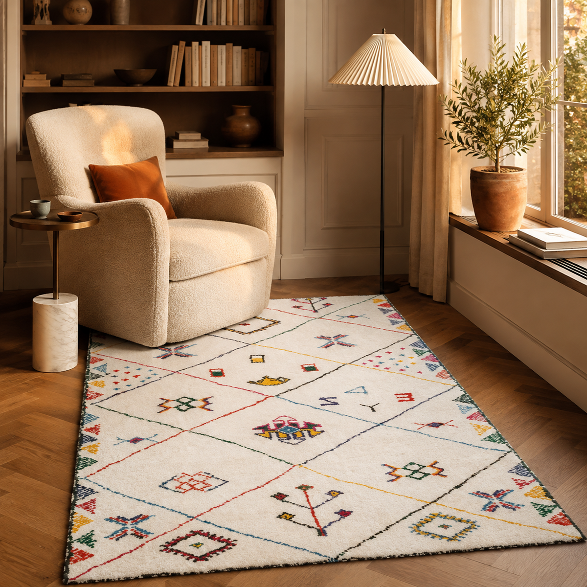 Tapis Berbère Crème Multicolore - Ysia