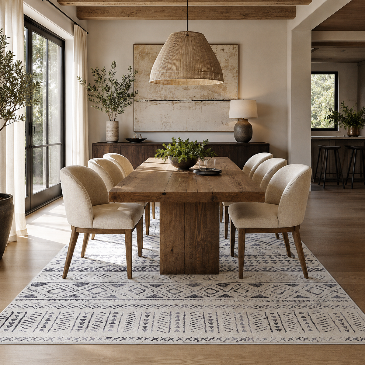 Tapis Berbère Crème et Gris - Elia