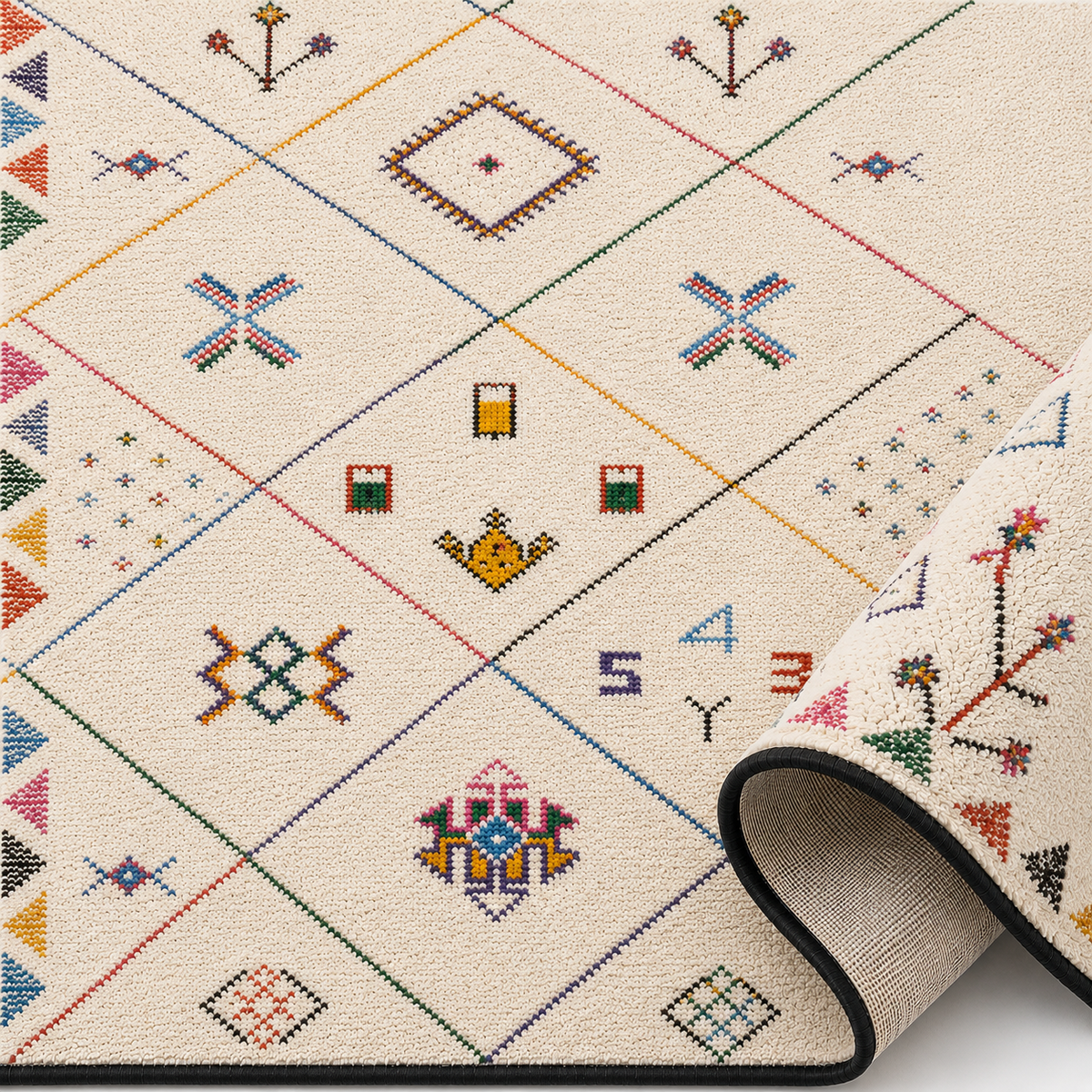 Tapis Berbère Crème Multicolore - Ysia