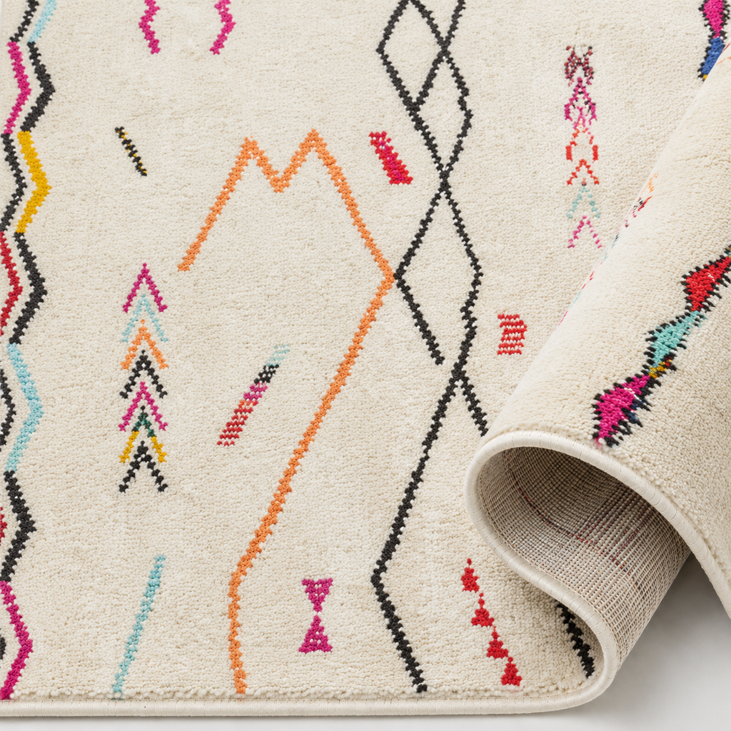Tapis Berbère Crème Multicolore - Taza