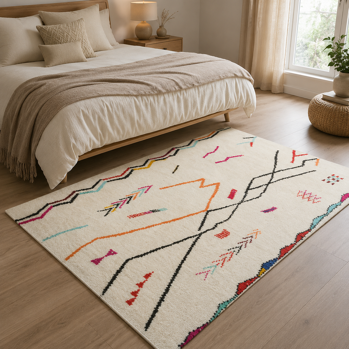 Tapis Berbère Crème Multicolore - Taza