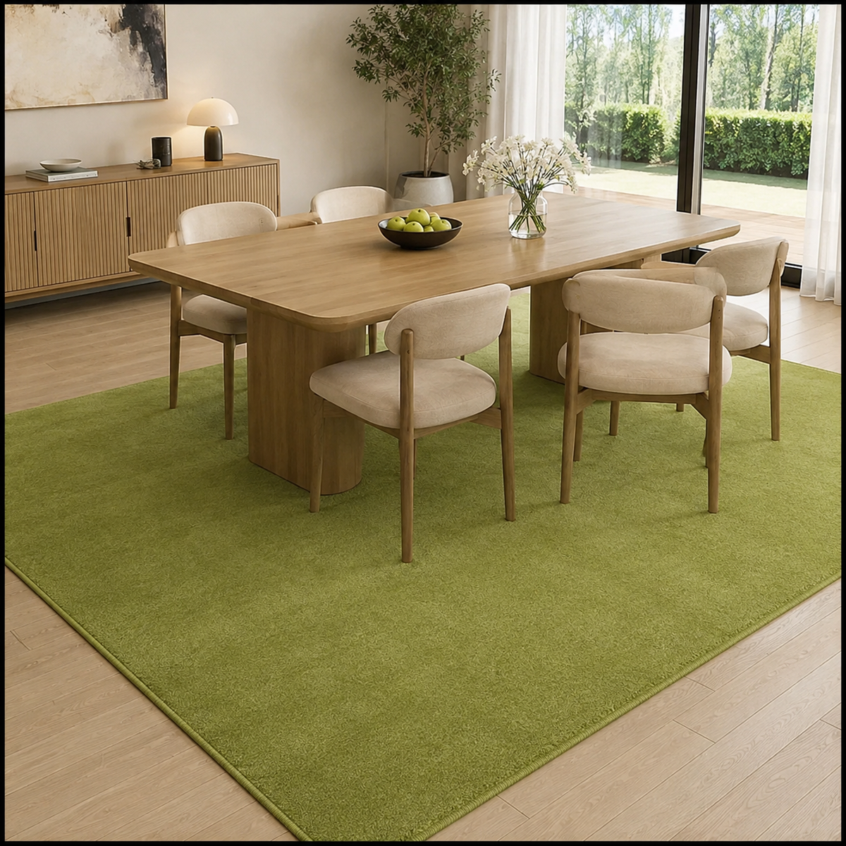 Tapis Uni Vert Olive - Olea