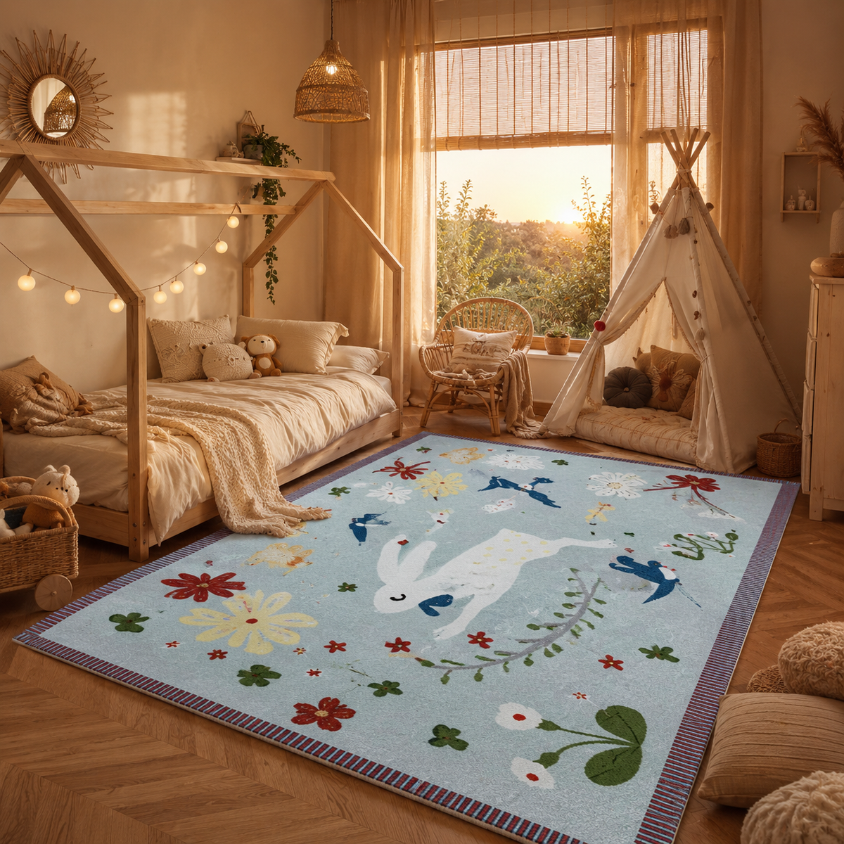 Tapis Enfant Bleu Ciel - Poppy