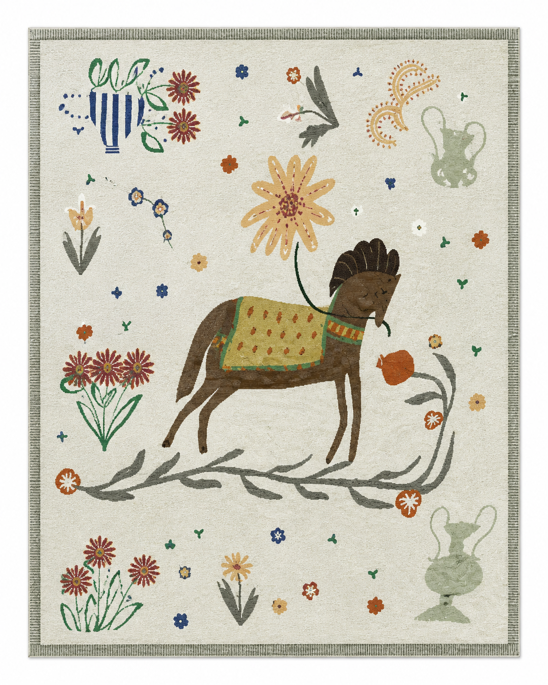 Tapis Enfant Crème et Vert - Yuki