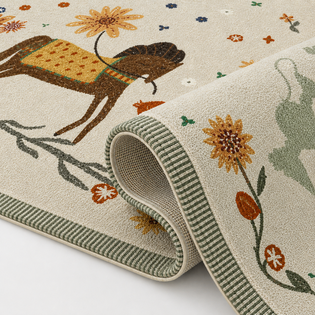 Tapis Enfant Crème et Vert - Yuki