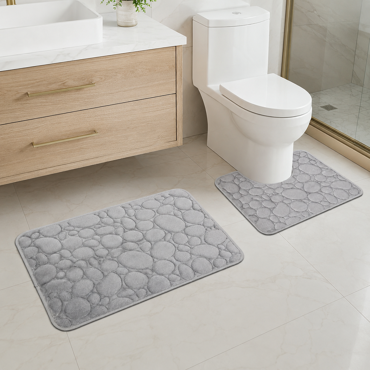 Ensemble Tapis de Bain - Corail