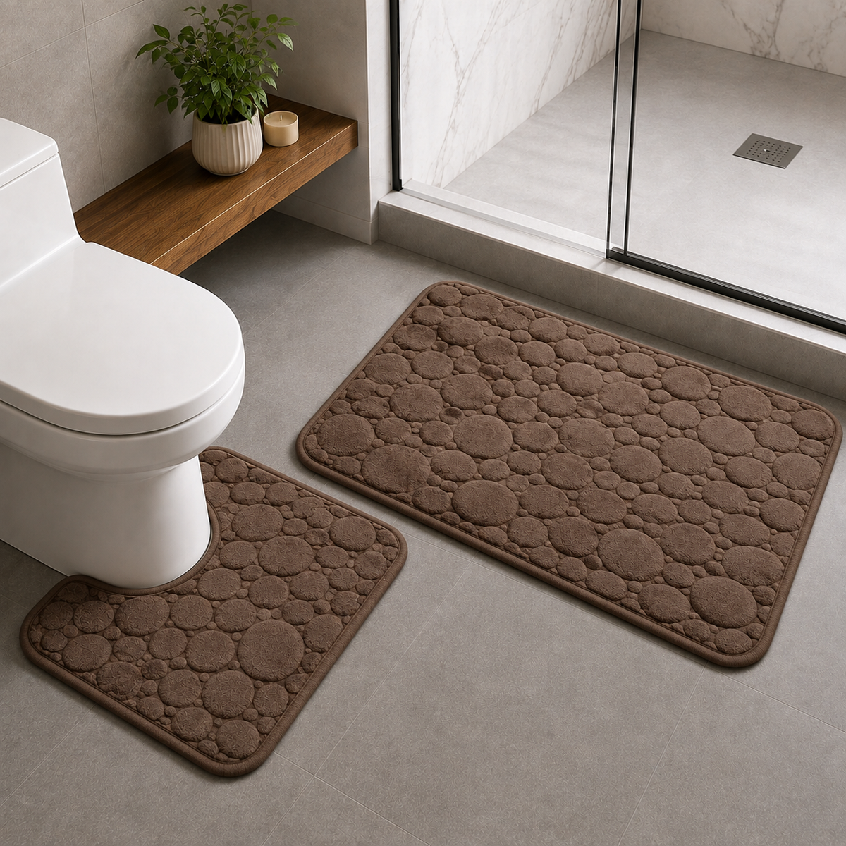 Ensemble Tapis de Bain - Corail