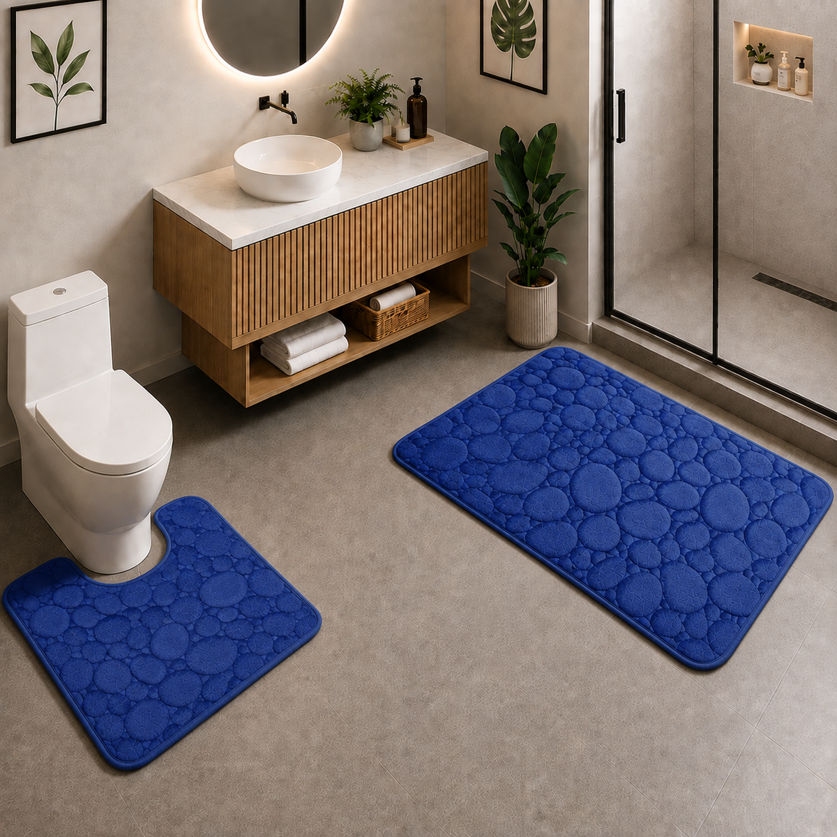 Ensemble Tapis de Bain - Corail
