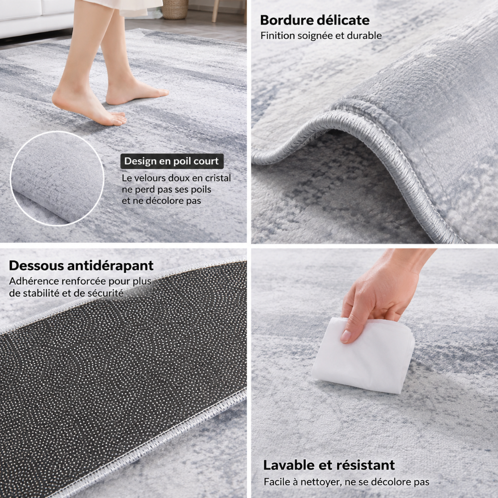Tapis Moderne Design Gris Argenté - Lysandre
