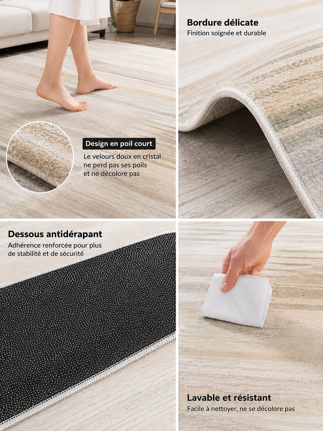Tapis Moderne Design Beige Sable - Alya