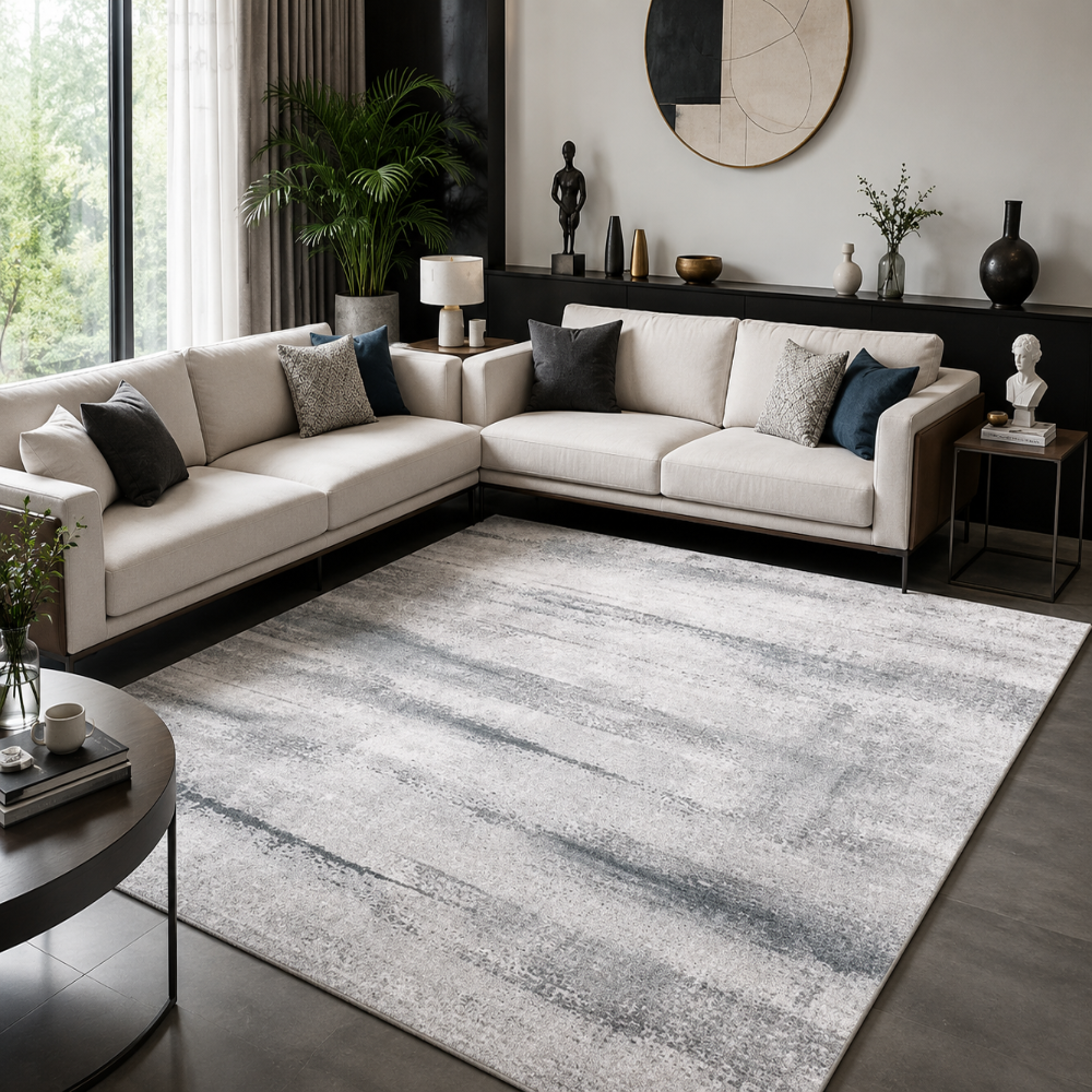 Tapis Moderne Design Gris Argenté - Lysandre