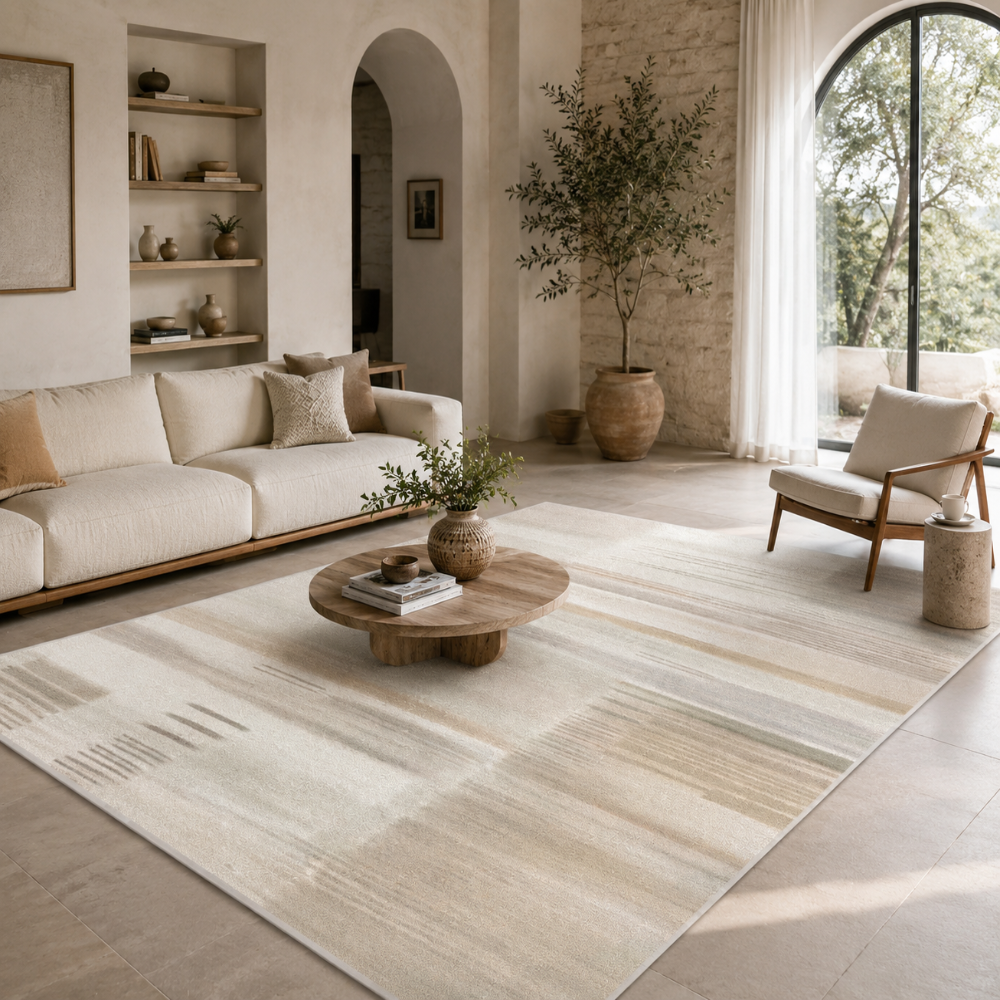 Tapis Moderne Design Beige Sable - Alya