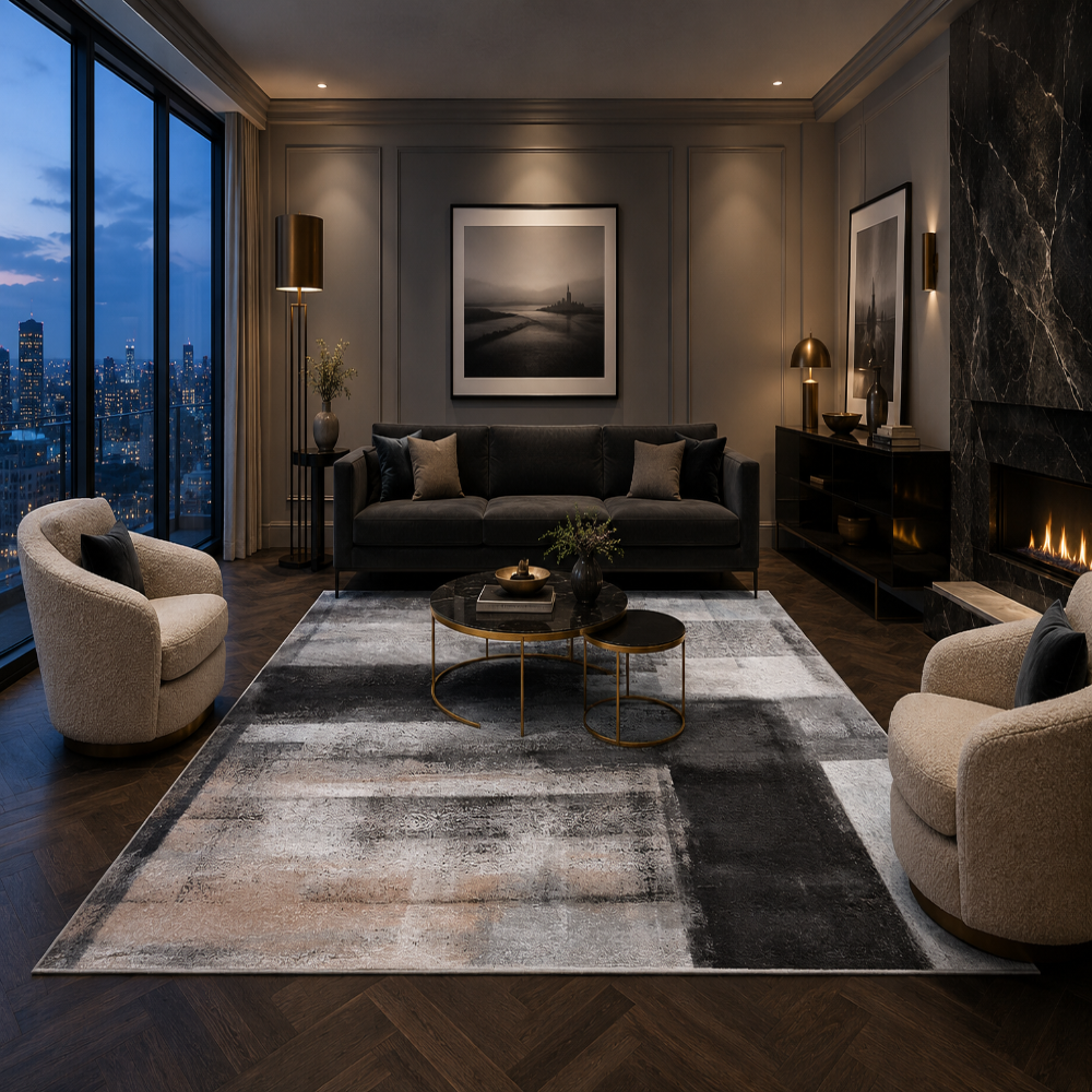 Tapis Moderne Design Anthracite et Taupe - Nova