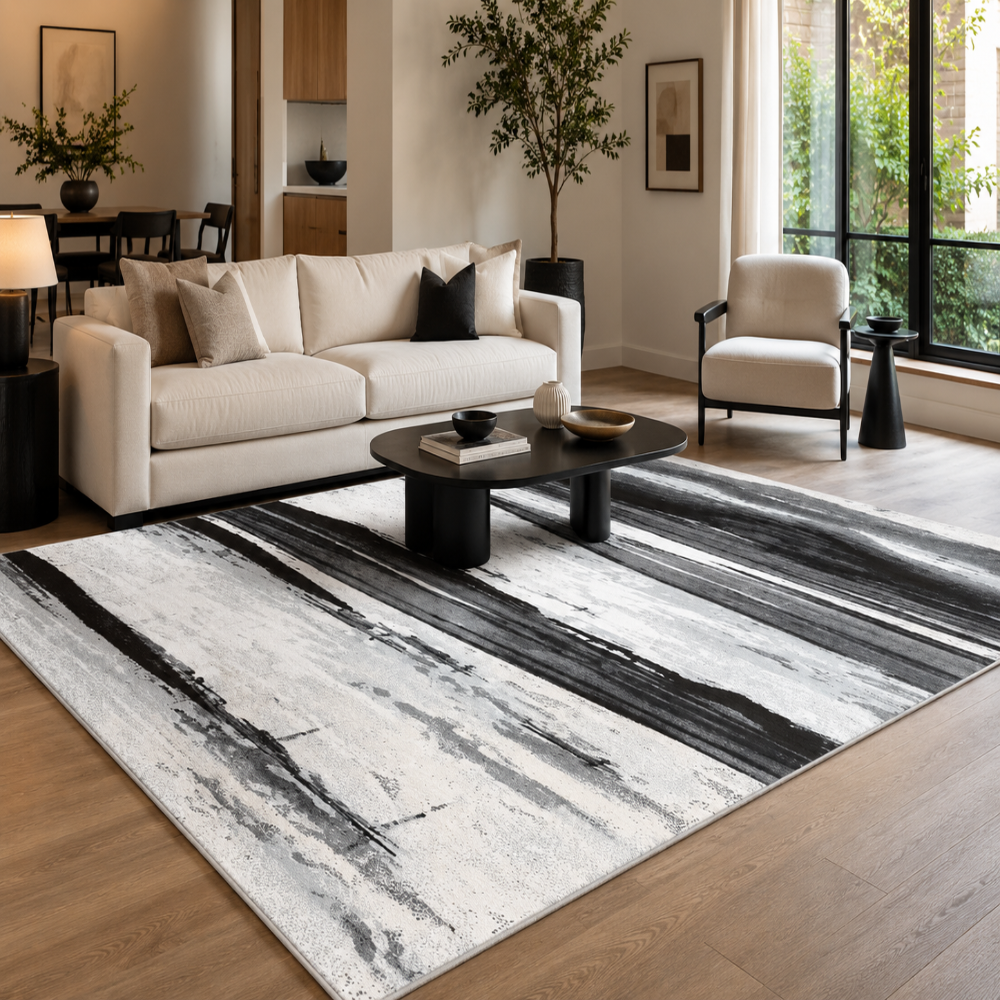 Tapis Moderne Design Noir et Blanc - Onyx