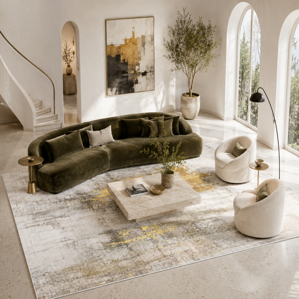 Tapis Modern Design Beige et Or - Imperia