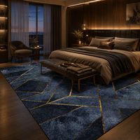 Tapis Géométrique Bleu Nuit et Doré - Noctis