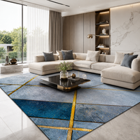 Tapis Géométrique Bleu et Or - Celestia