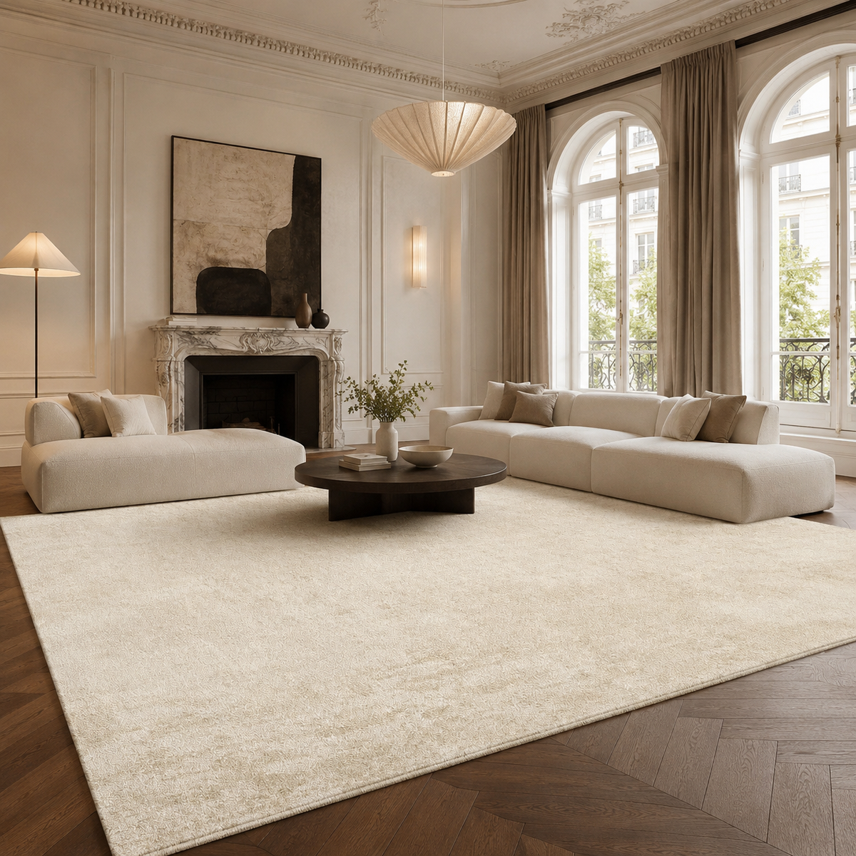 Tapis Scandinave Crème et Ivoire - Pure