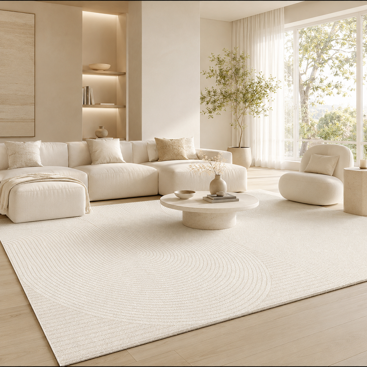 Tapis Scandinave Ivoire - Onde