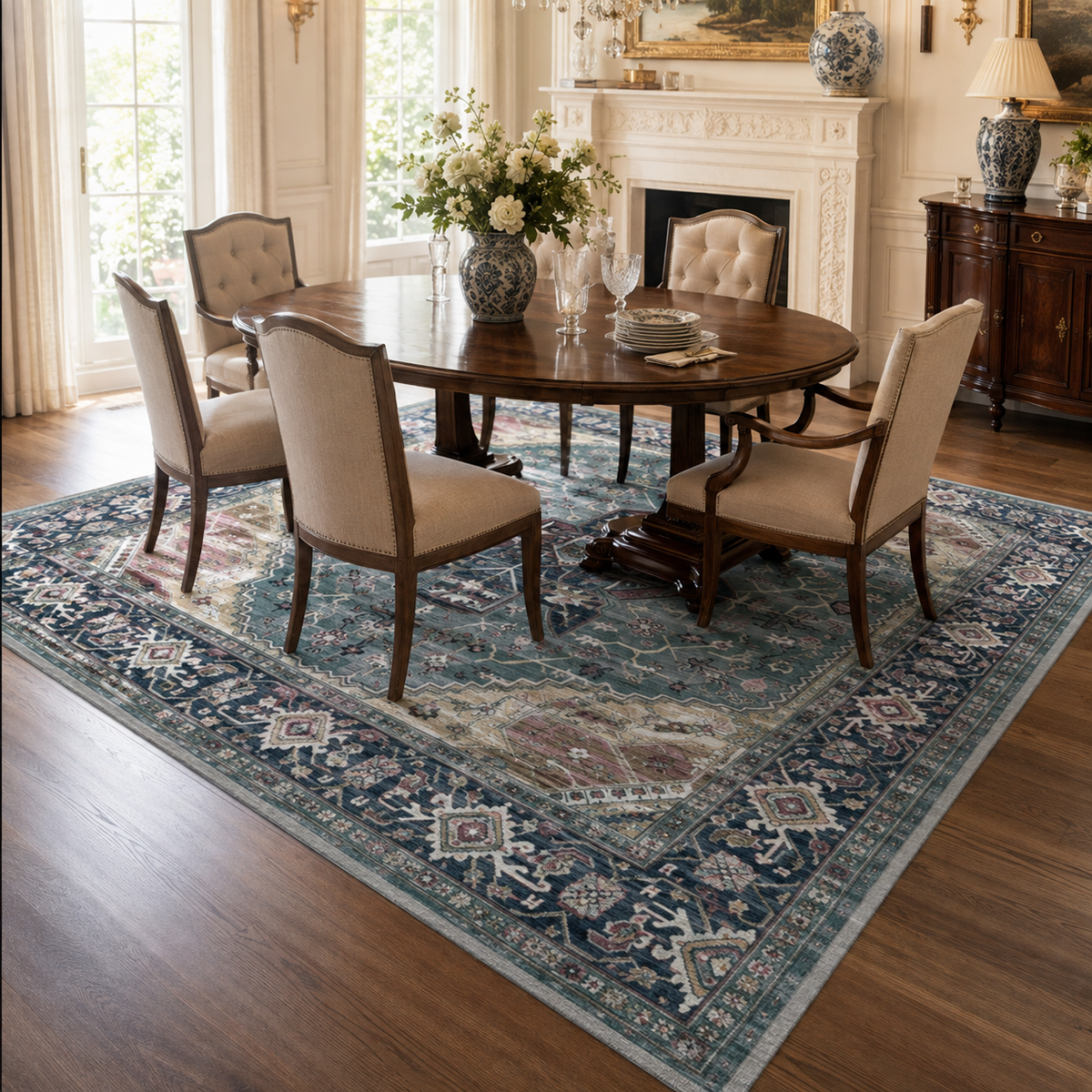 Tapis Oriental Bleu et Vert - Atlas
