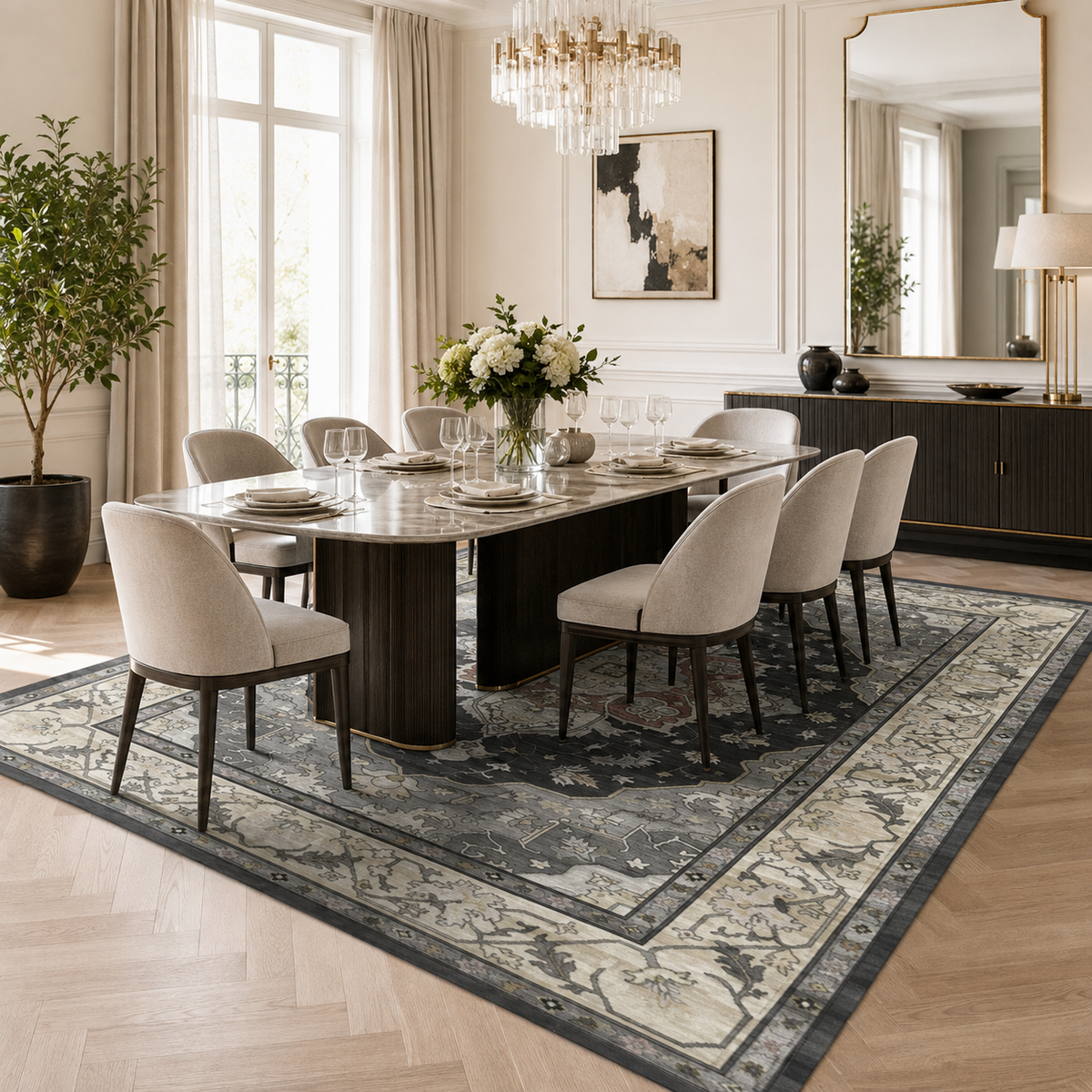 Tapis Oriental Anthracite - Ardoise
