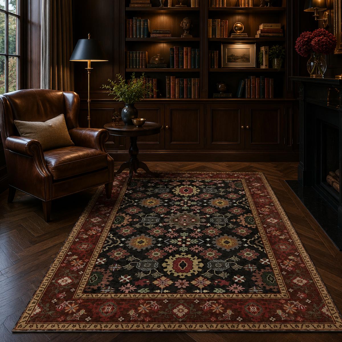 Tapis Oriental Rouge et Noir - Kaysan