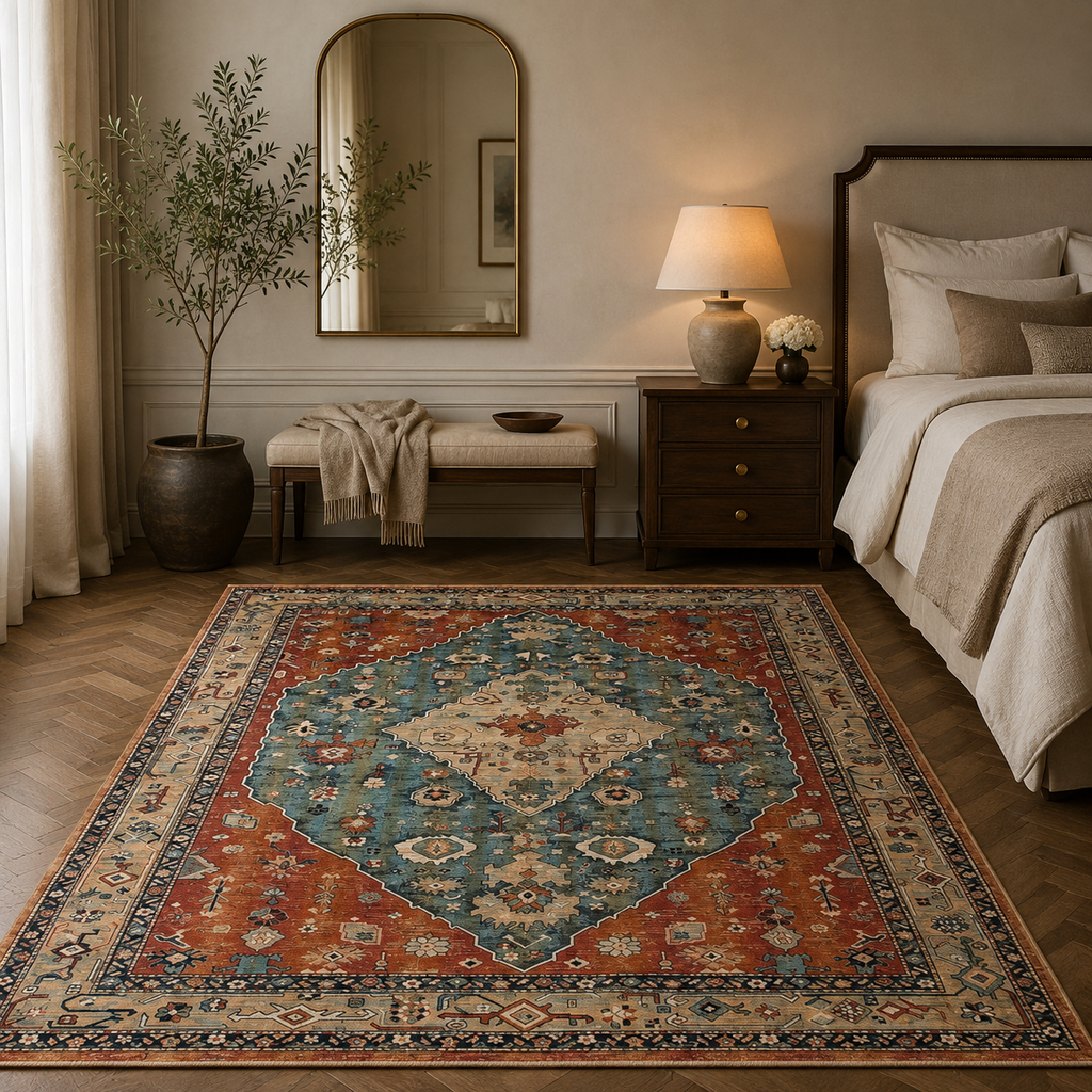 Tapis Oriental Bleu Terracotta - Nadir
