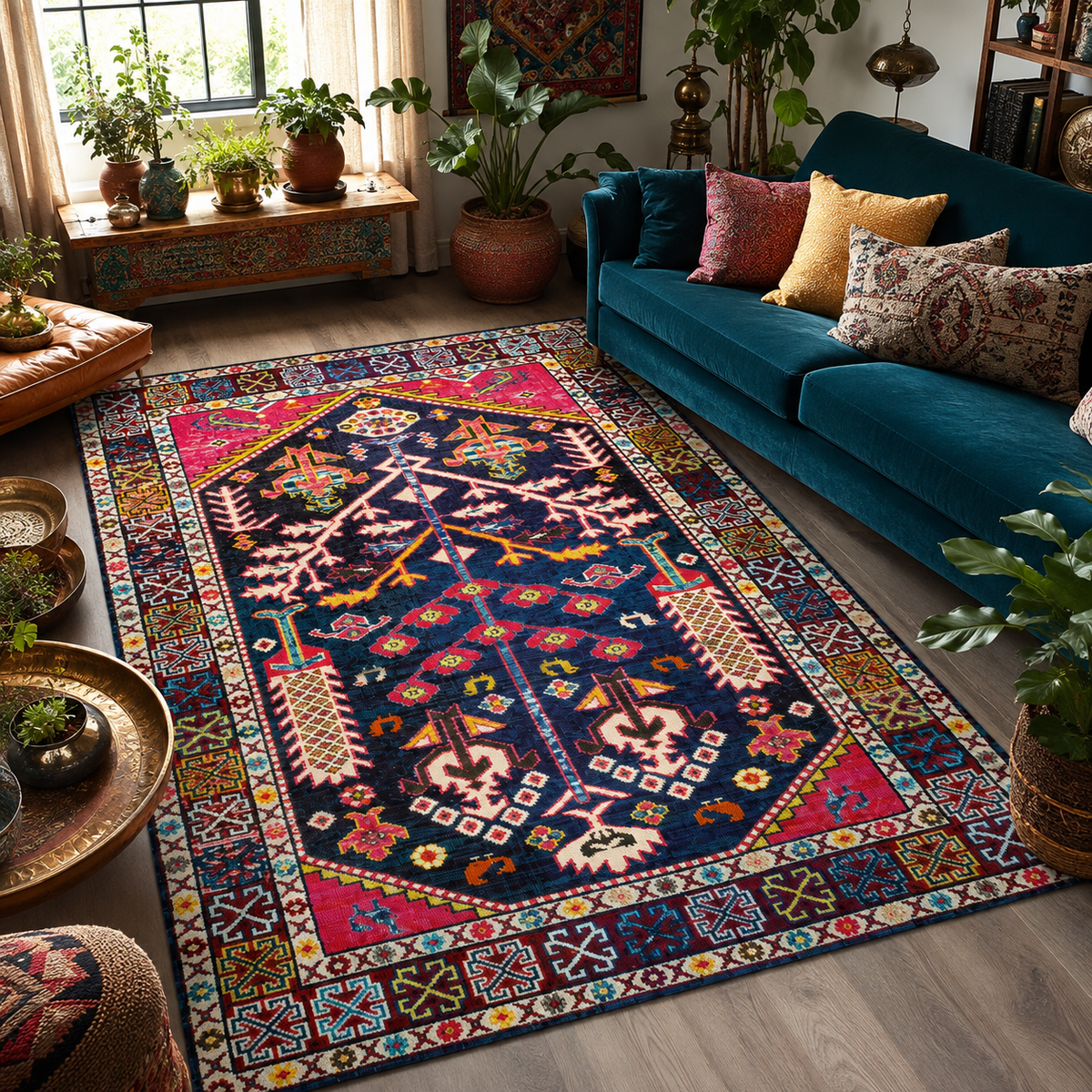 Tapis Oriental Bleu Multicolore - Darya
