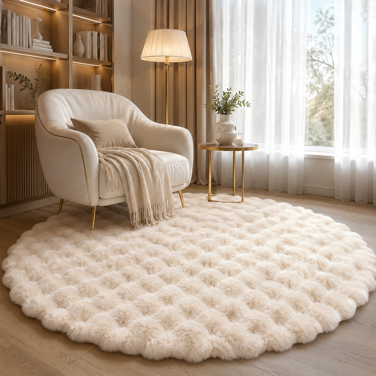 Tapis Shaggy / Poils long Rond - Elara