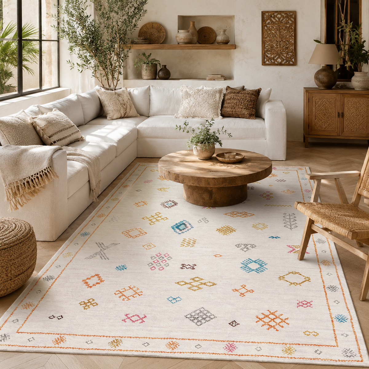 Tapis Berbère Crème Multicolore - Ourika