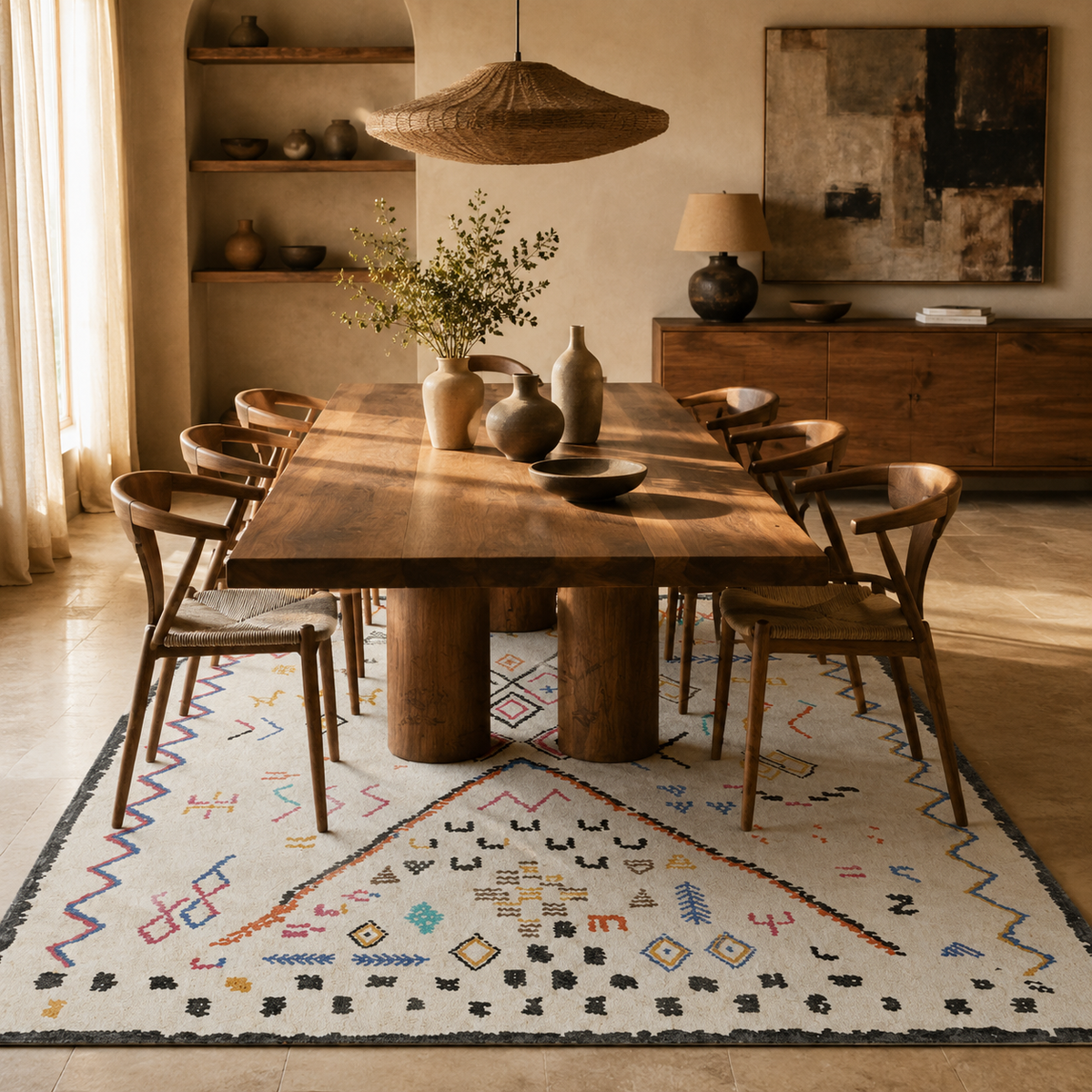 Tapis Berbère Crème Multicolore - Yuna