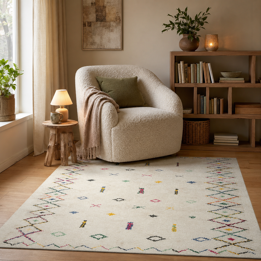 Tapis Berbère Crème Multicolore - Noura