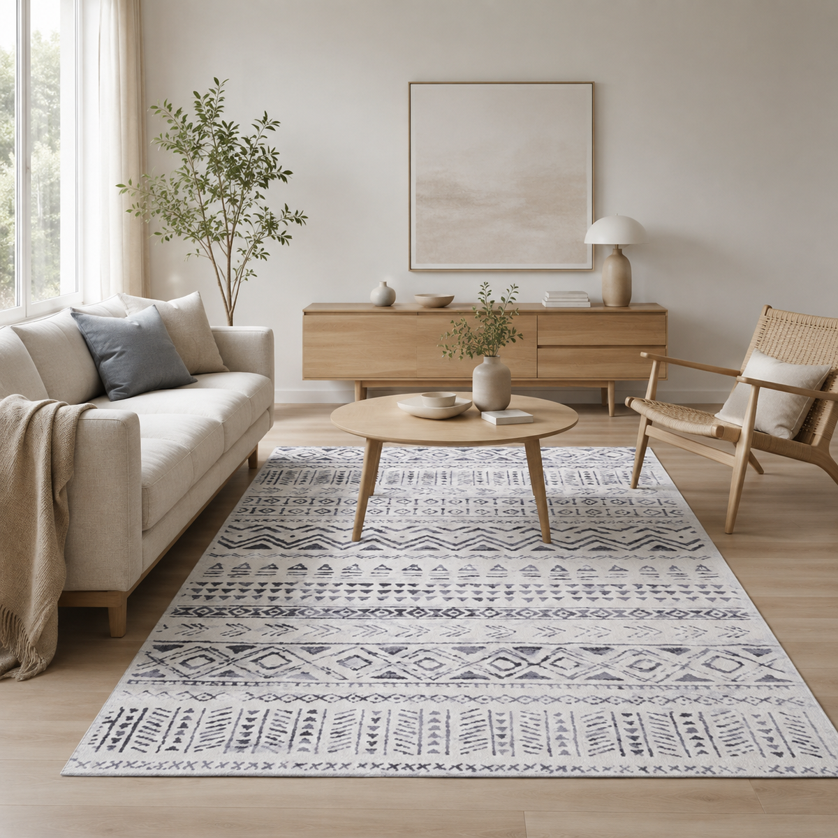 Tapis Berbère Crème et Gris - Elia
