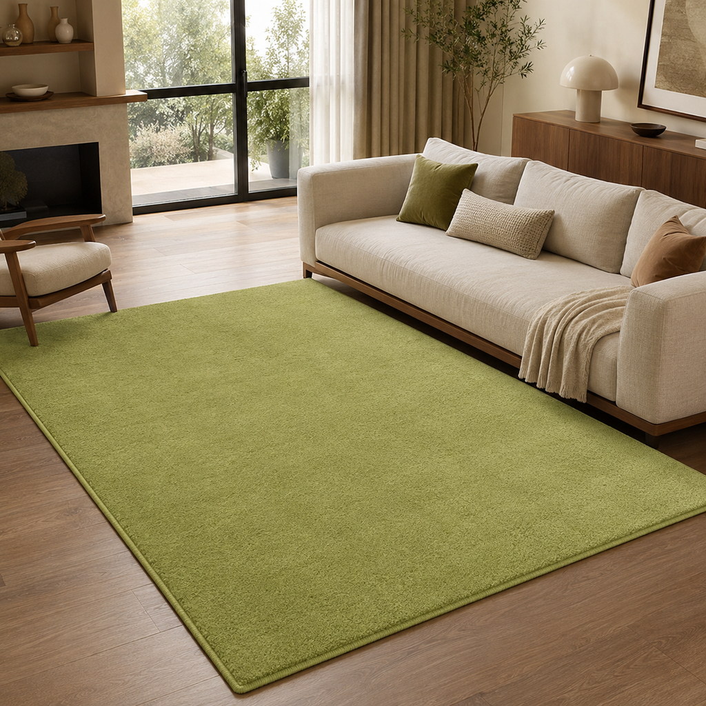 Tapis Uni Vert Olive - Olea