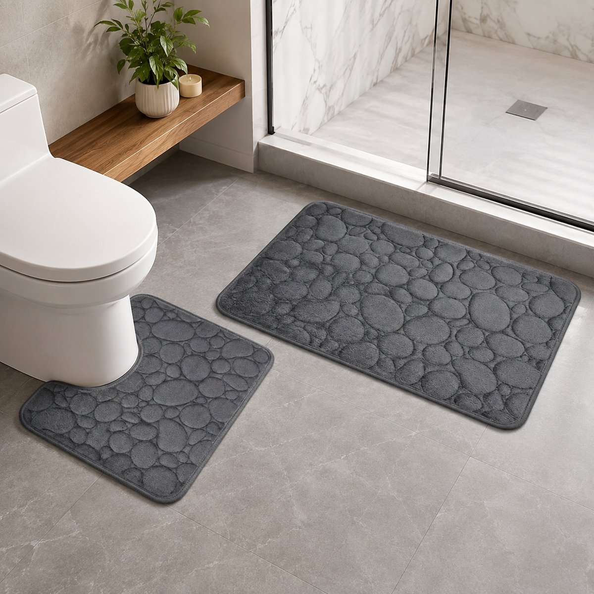 Ensemble Tapis de Bain - Corail
