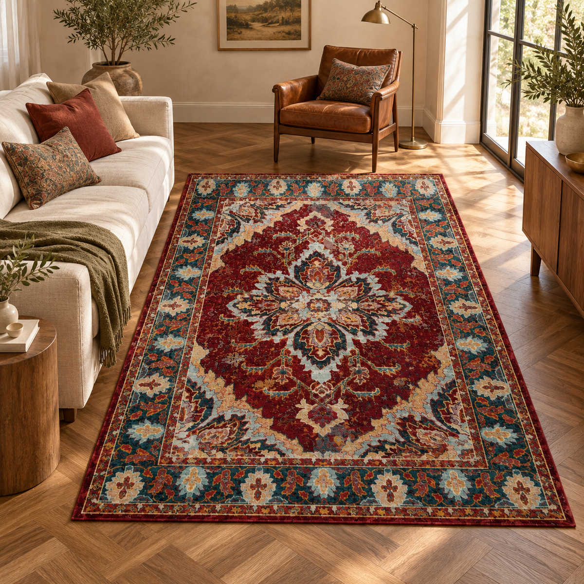 Tapis Oriental Bordeaux - Farah – vue 3